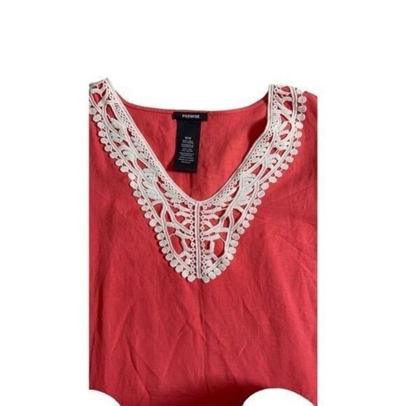 LINEN Coral  Tunic Shirt size M - Picture 6 of 9